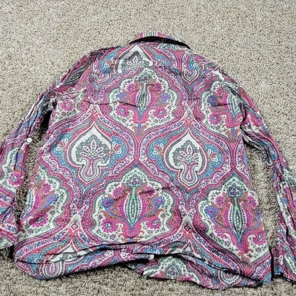 Talbots Shirt Womens XLP Petite Colorful Paisley Long Sleeve Button Up - Picture 6 of 9